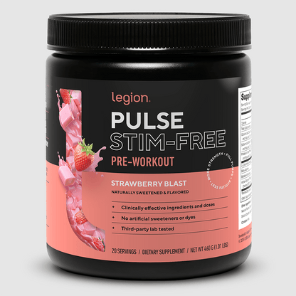 Pulse Natural Pre-Workout Supplement Caffeine-Free naturally sweetened and flavored