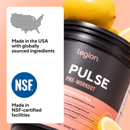 Pulse Natural Pre-Workout Supplement Caffeine-Free naturally sweetened and flavored