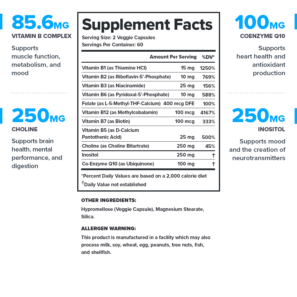 Vitamin B Complex Essential Supplement - 60 Servings
