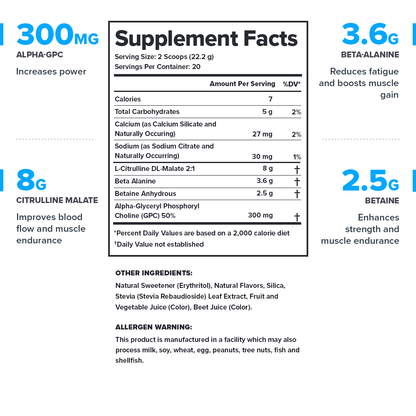 Pulse Natural Pre-Workout Supplement Caffeine-Free naturally sweetened and flavored