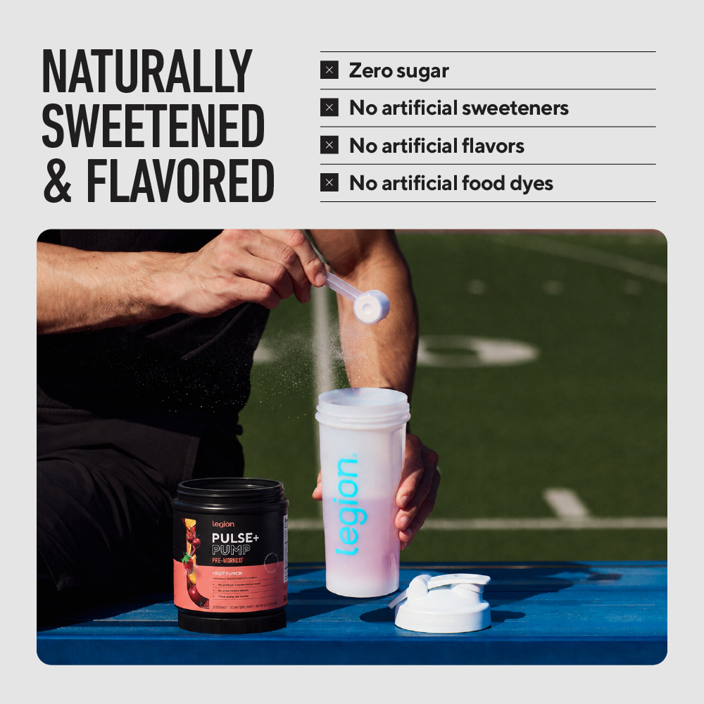 Legion Pulse+ Pump Pre-Workout, 350mg Caffeine, Citrulline, Nitrates & Beta-Alanine, Fruit Punch, 20 Servings