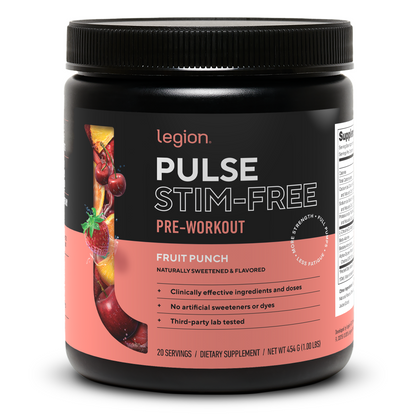 Pulse Natural Pre-Workout Supplement Caffeine-Free naturally sweetened and flavored
