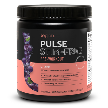 Pulse Natural Pre-Workout Supplement Caffeine-Free naturally sweetened and flavored