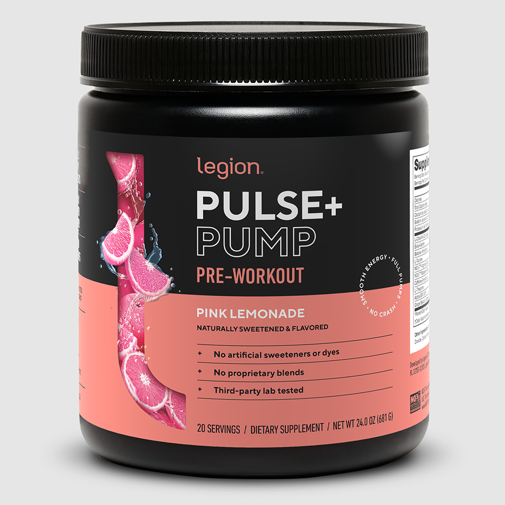 Legion Pulse+ Pump Pre-Workout, 350mg Caffeine, Citrulline, Nitrates & Beta-Alanine, Fruit Punch, 20 Servings