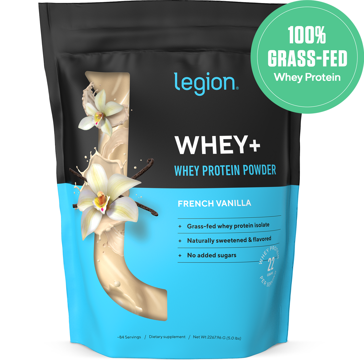 Whey+ Protein Isolate Powder naturally sweetened and flavored